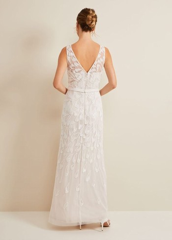 Phase Eight Ottilie Beaded Wedding Dress White USA | 4817302-GC